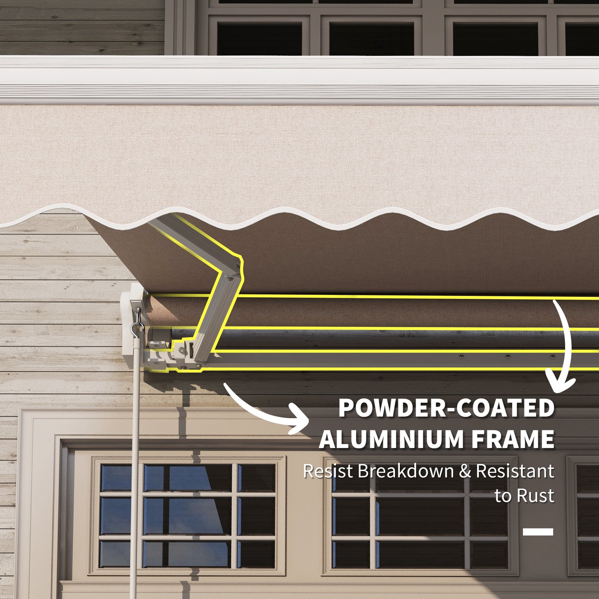 8'x7' Retractable Patio Awning - Manual Beige Canopy-DECOROLALA