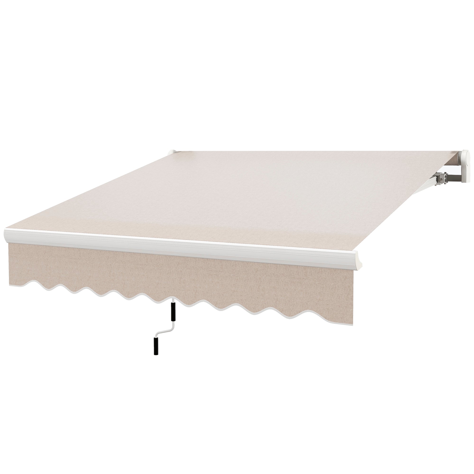 8'x7' Retractable Patio Awning - Manual Beige Canopy-DECOROLALA