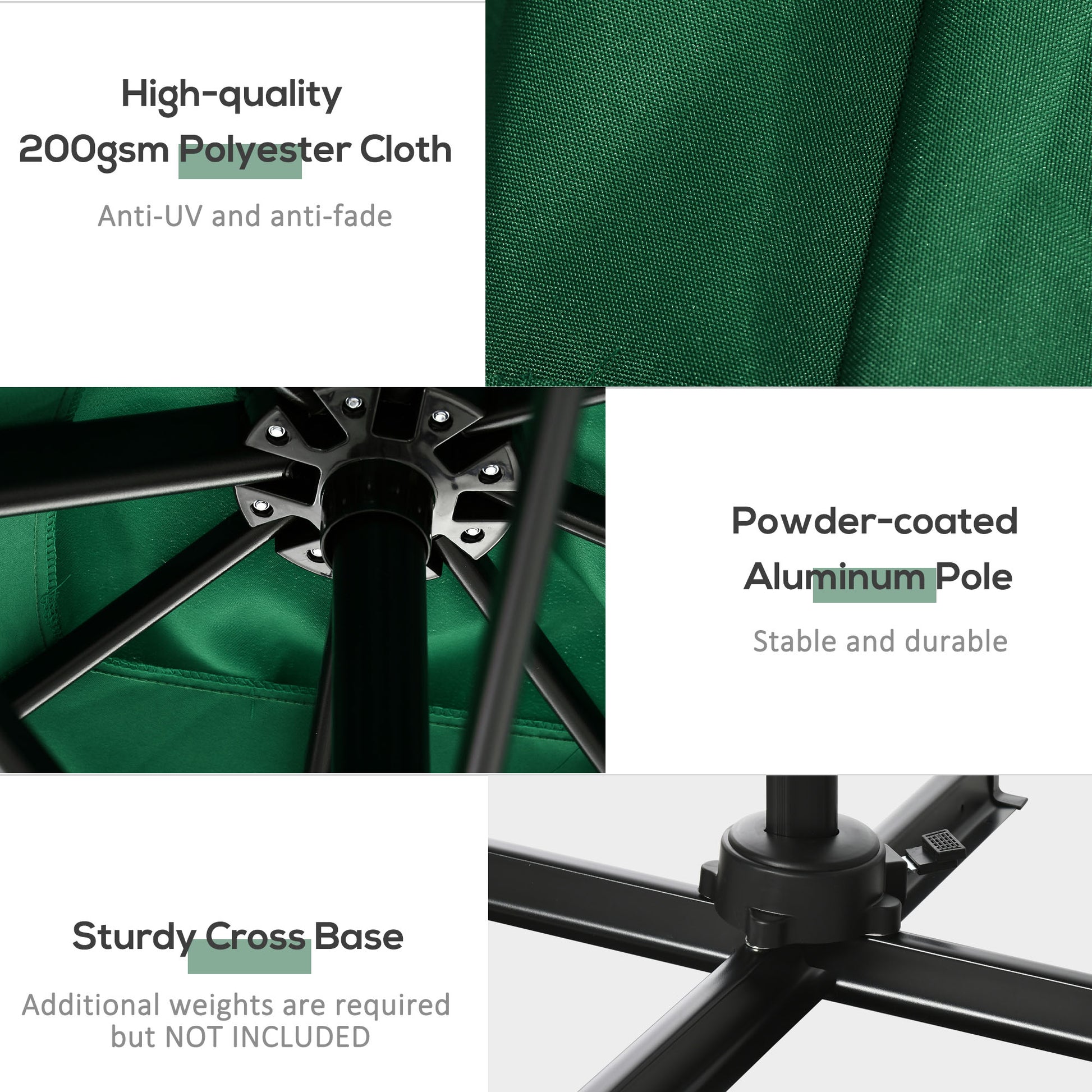 8'x8' Green Cantilever Umbrella, 360¡ Rotatable, Garden Sun Shelter-DECOROLALA