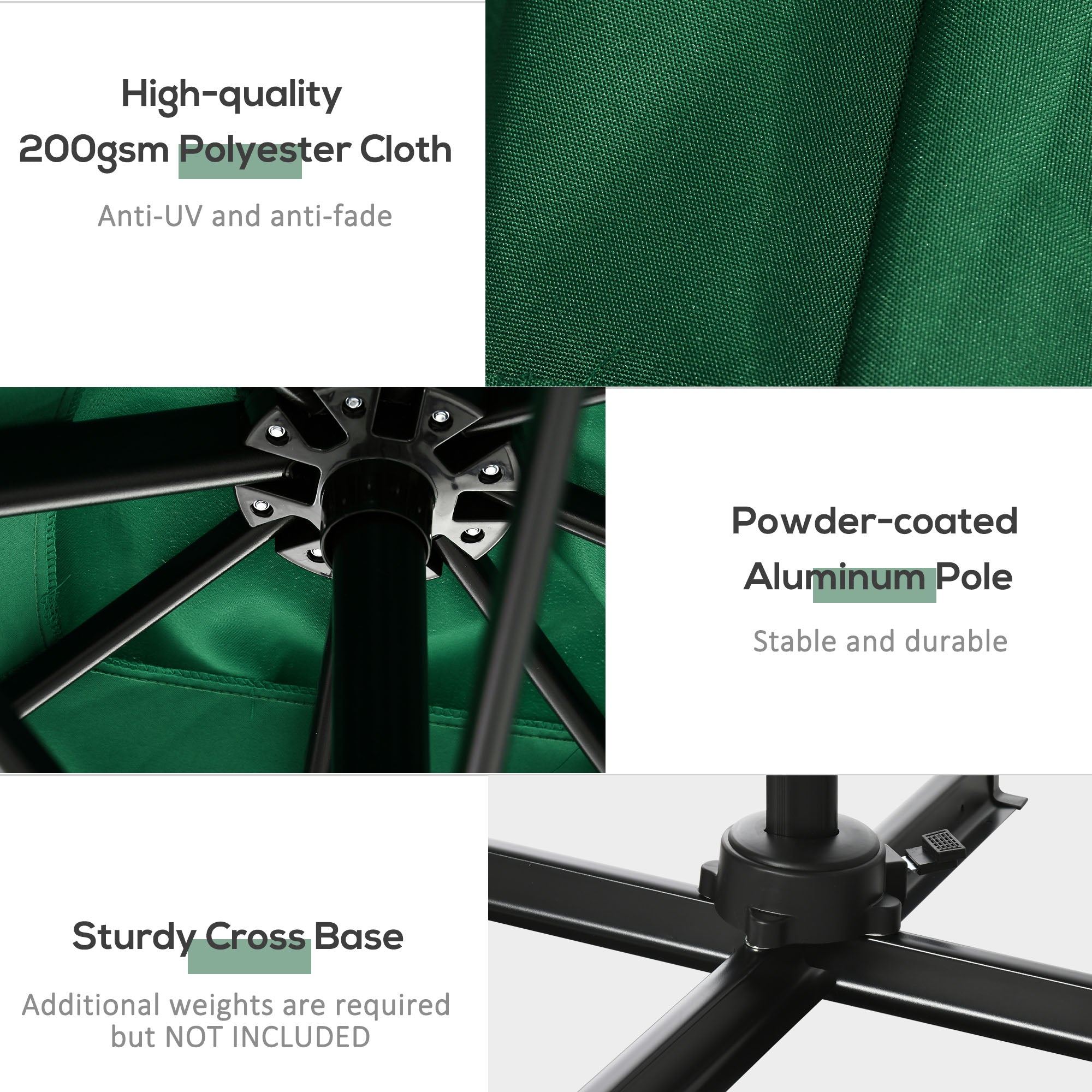 8'x8' Green Cantilever Umbrella, 360¡ Rotatable, Garden Sun Shelter-DECOROLALA