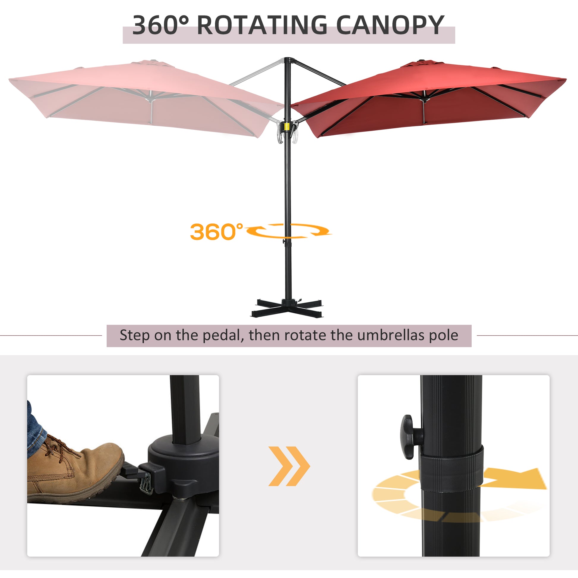 8'x8' Patio Umbrella, Aluminum Cantilever, 360¡ Rotatable, Dark Blue-DECOROLALA