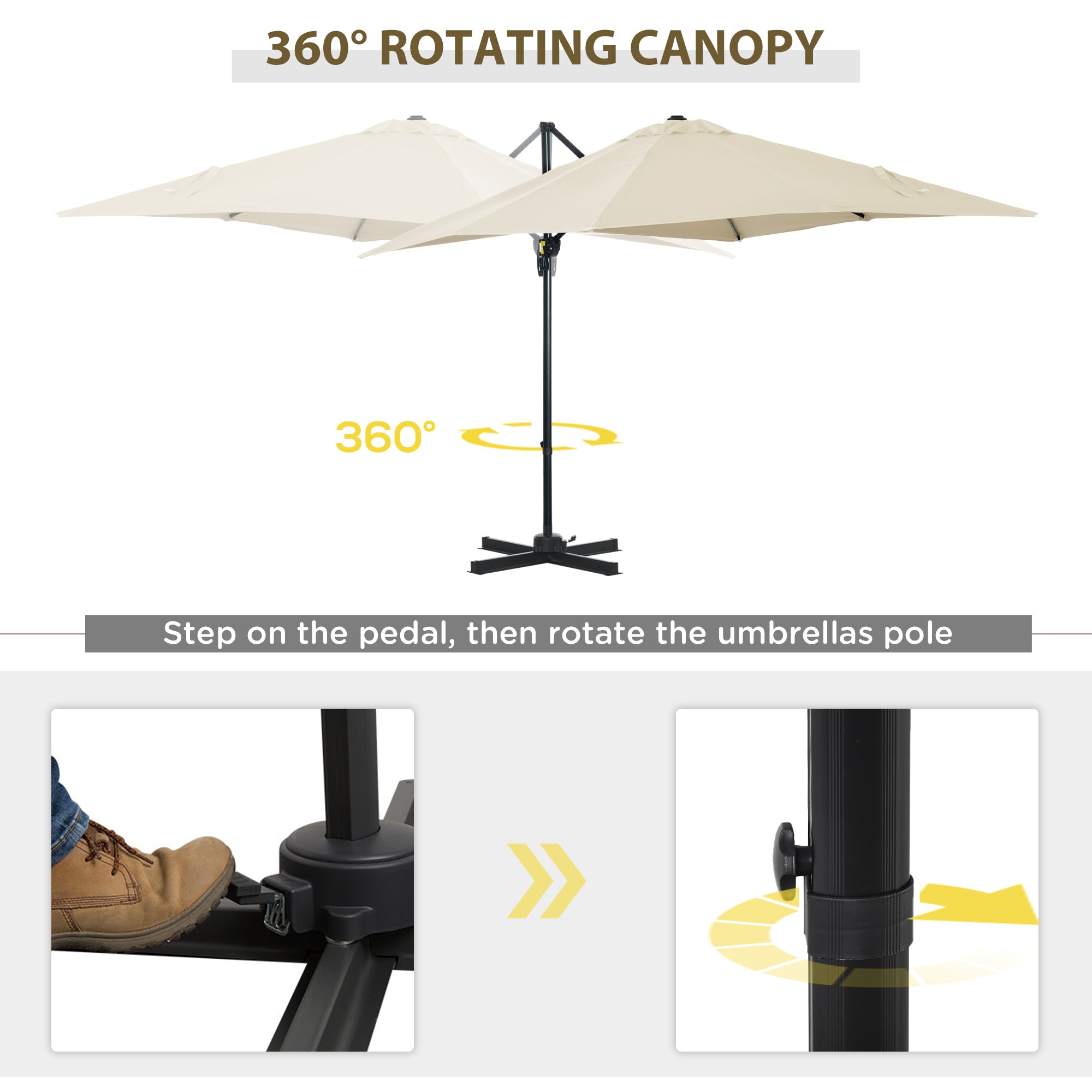 8'x8' Patio Umbrella, Aluminum Cantilever, 360¡ Rotatable, Dark Blue-DECOROLALA