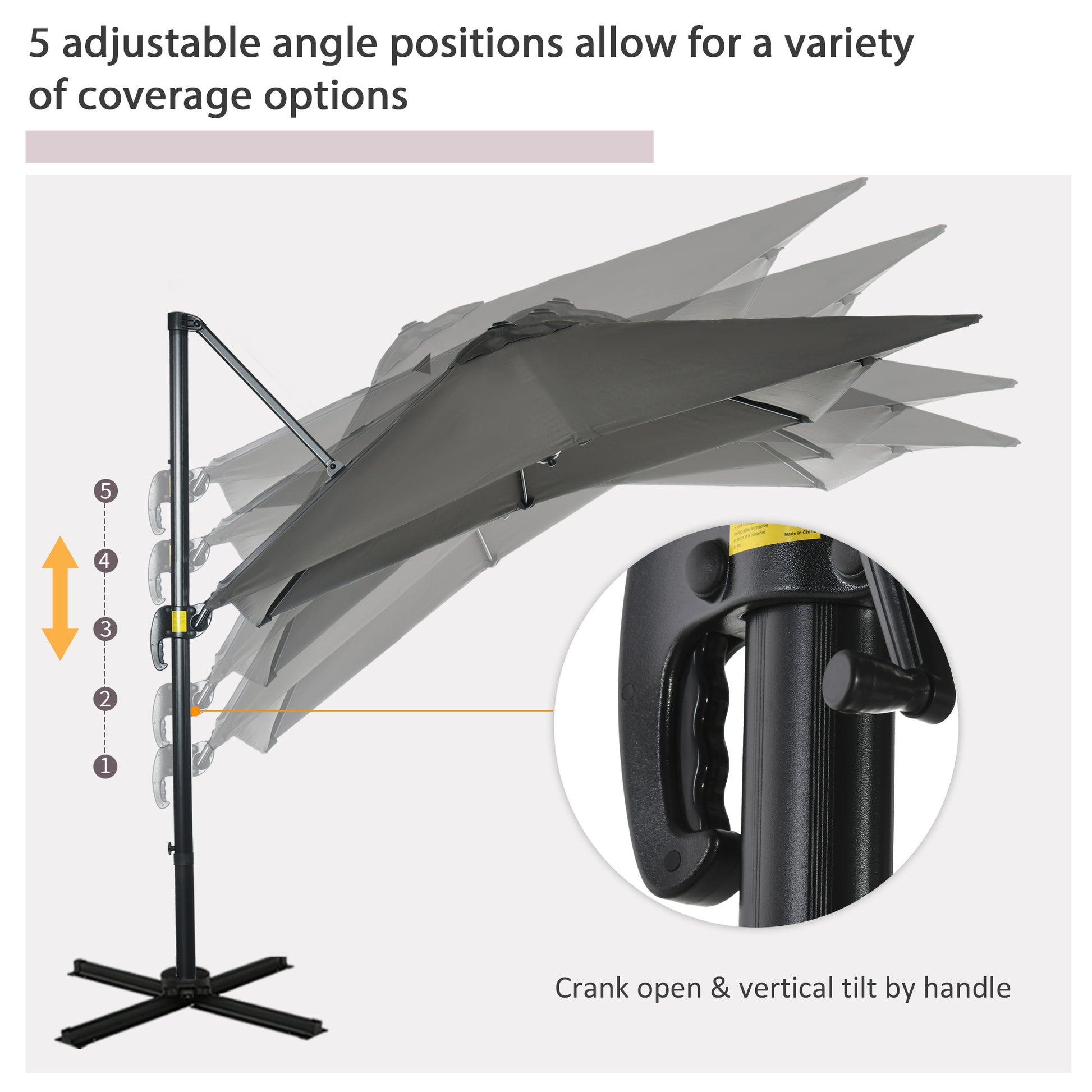 8'x8' Patio Umbrella, Aluminum Cantilever, 360¡ Rotatable, Dark Blue-DECOROLALA