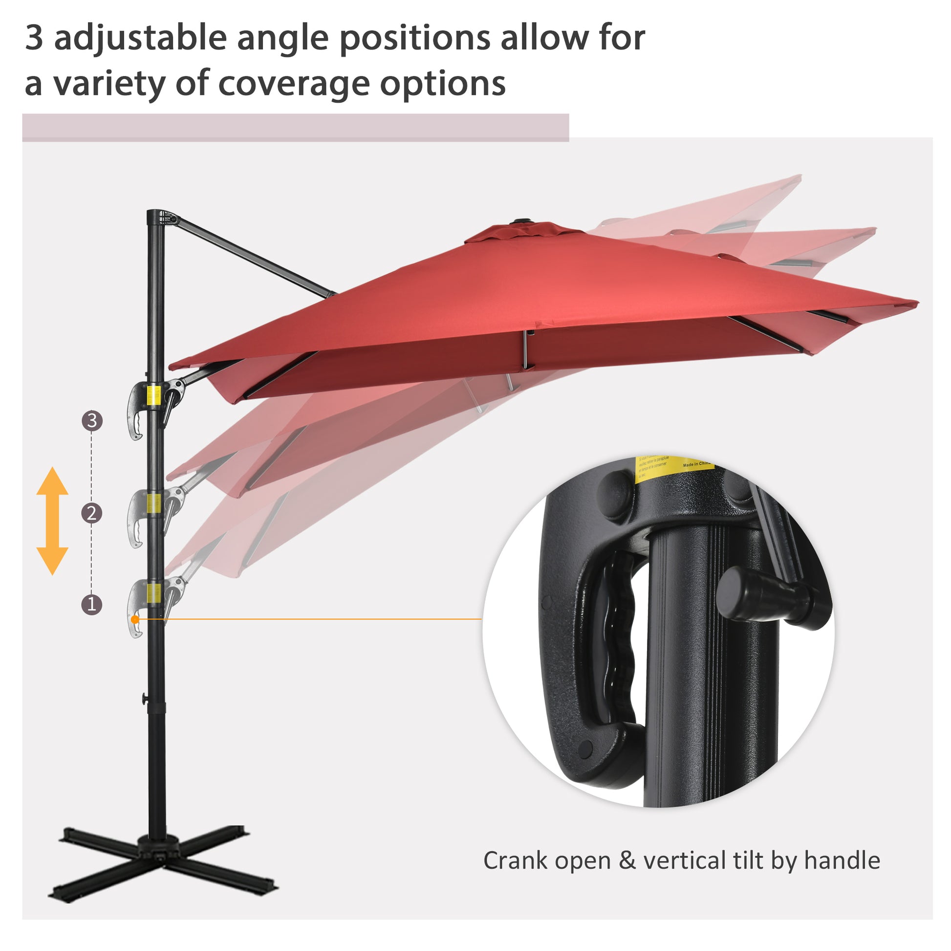 8'x8' Patio Umbrella, Aluminum Cantilever, 360¡ Rotatable, Dark Blue-DECOROLALA