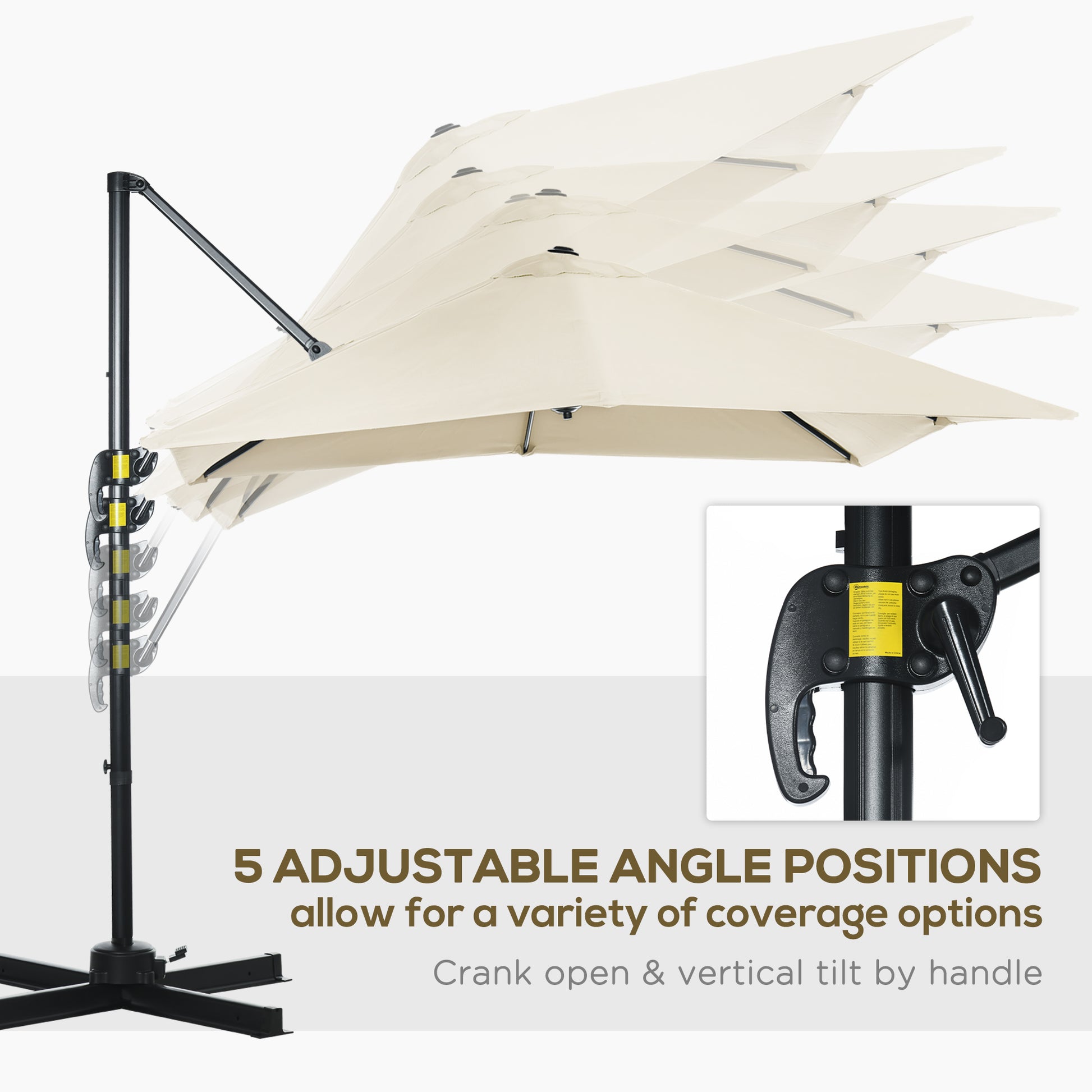 8'x8' Patio Umbrella, Aluminum Cantilever, 360¡ Rotatable, Dark Blue-DECOROLALA