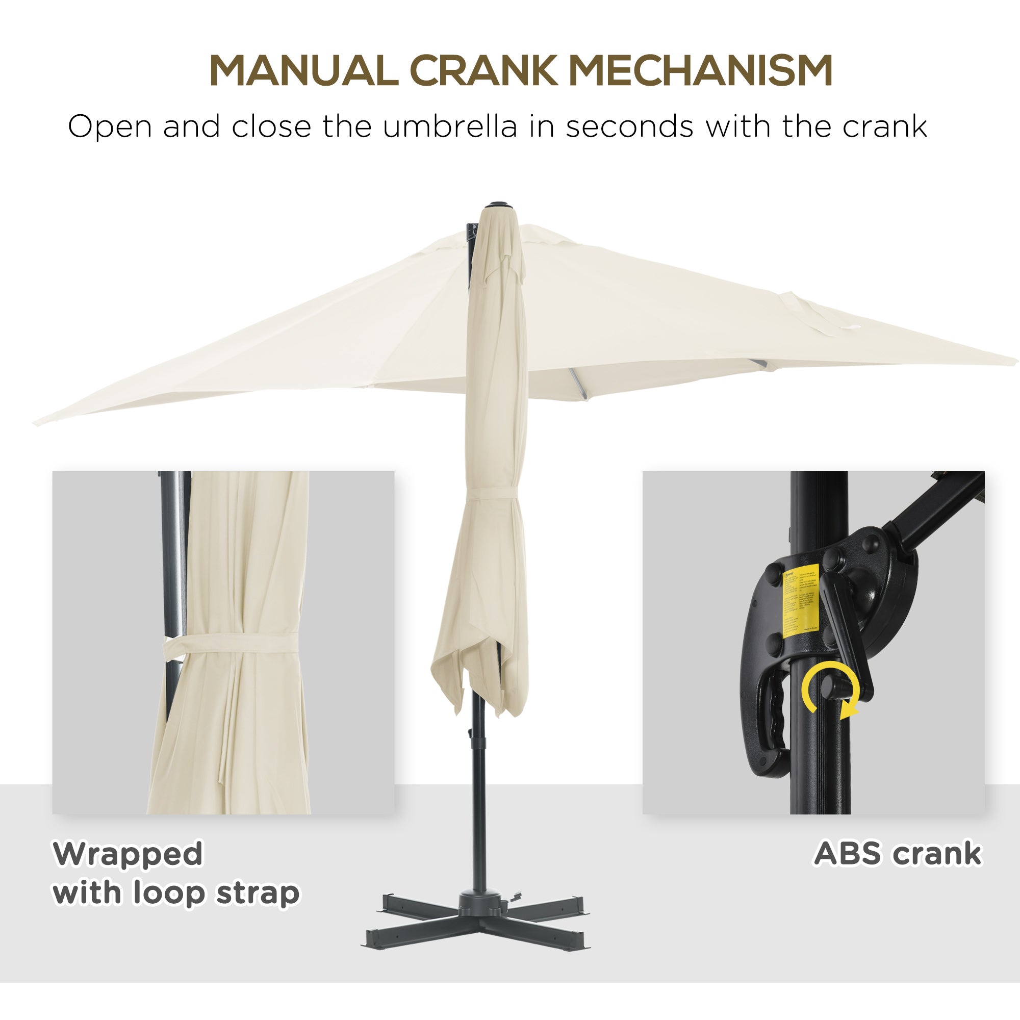 8'x8' Patio Umbrella, Aluminum Cantilever, 360¡ Rotatable, Dark Blue-DECOROLALA
