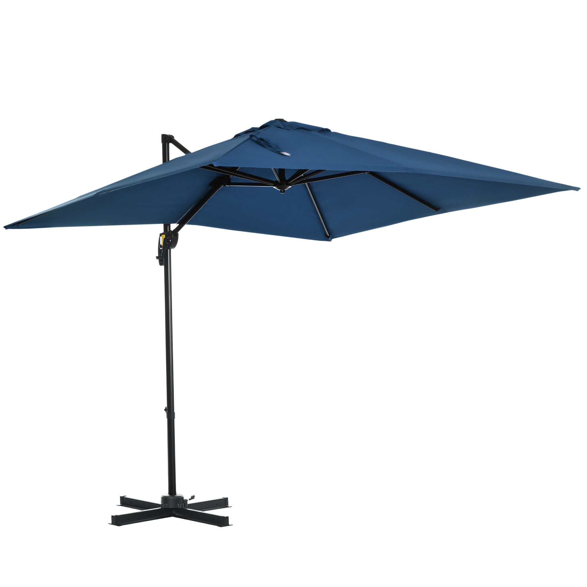8'x8' Patio Umbrella, Aluminum Cantilever, 360¡ Rotatable, Dark Blue-DECOROLALA