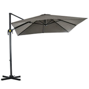 8'x8' Patio Umbrella, Grey, Aluminum, 360¡ Rotation, Cantilever-DECOROLALA