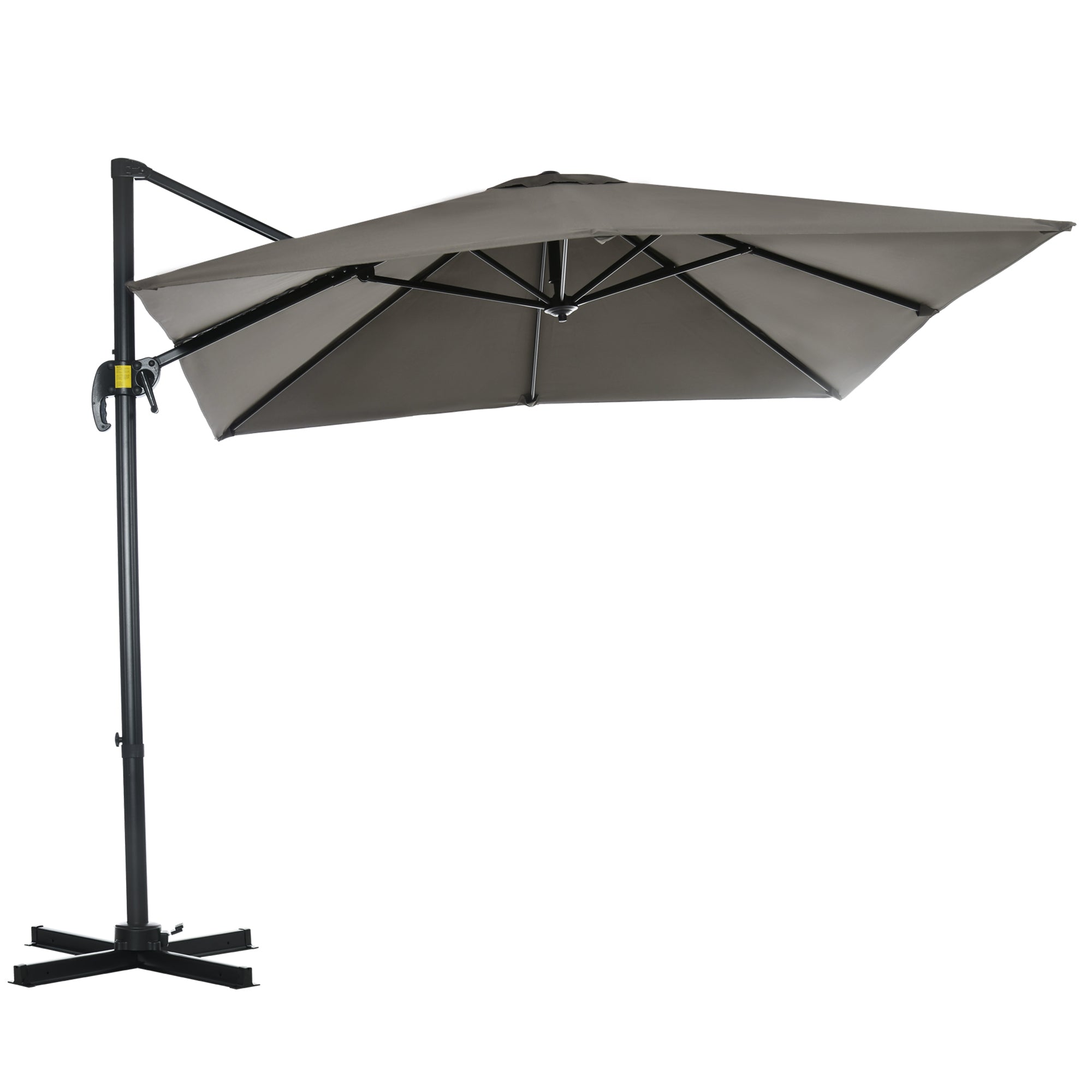 8'x8' Patio Umbrella, Grey, Aluminum, 360¡ Rotation, Cantilever-DECOROLALA