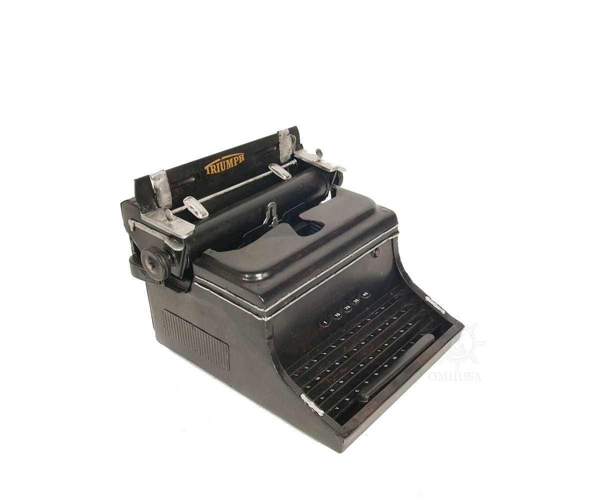 9" Black Metal German Replica Typewriter Tabletop Sculpture-Sculptures-DECOROLALA