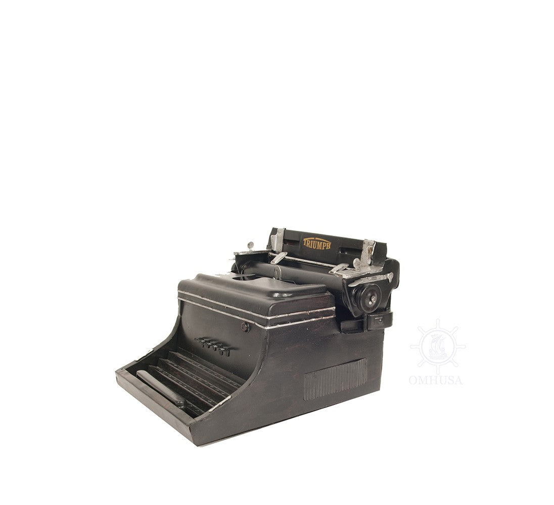 9" Black Metal German Replica Typewriter Tabletop Sculpture-Sculptures-DECOROLALA