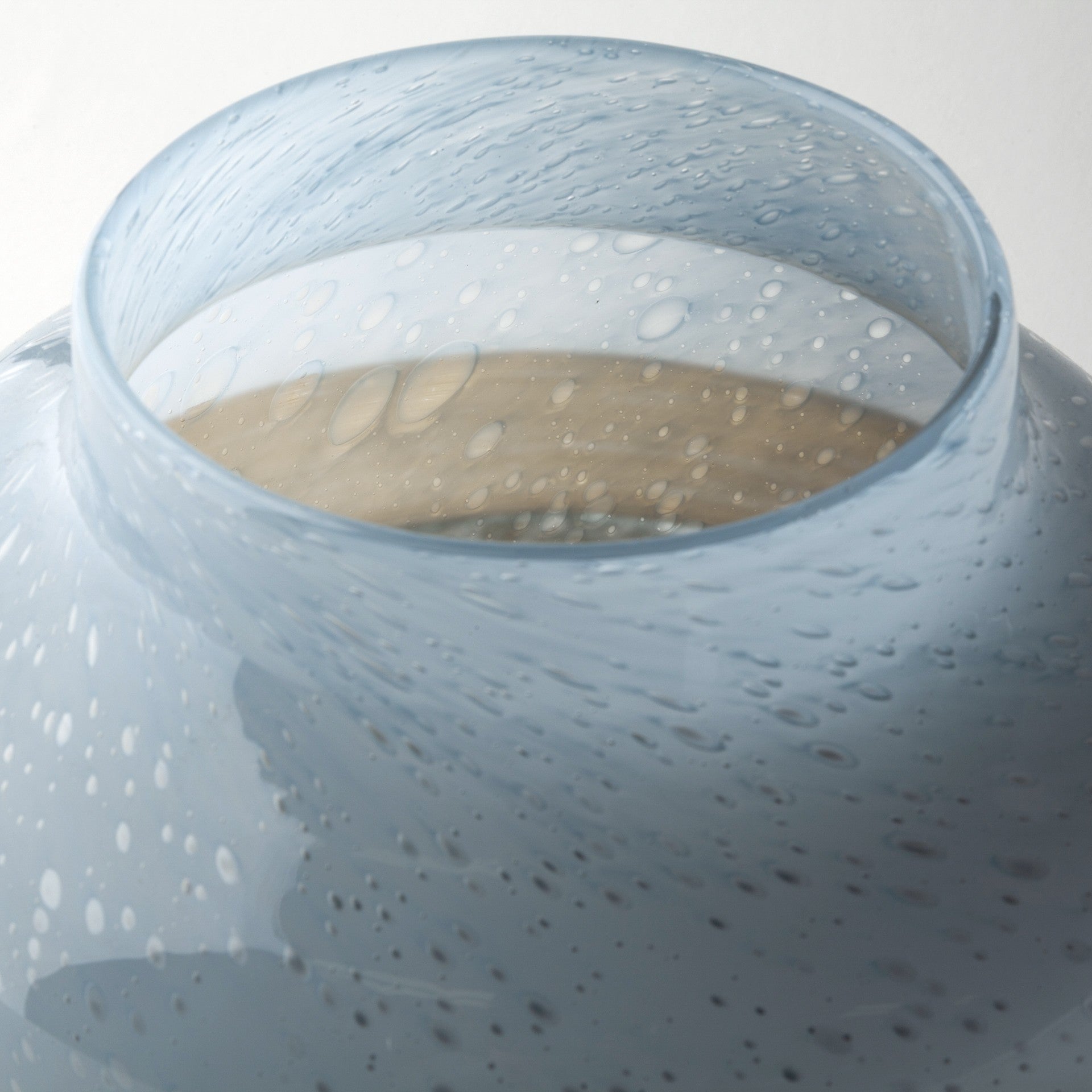 9" Blue And Brown Seeded Glass Table Vase-Vases-DECOROLALA