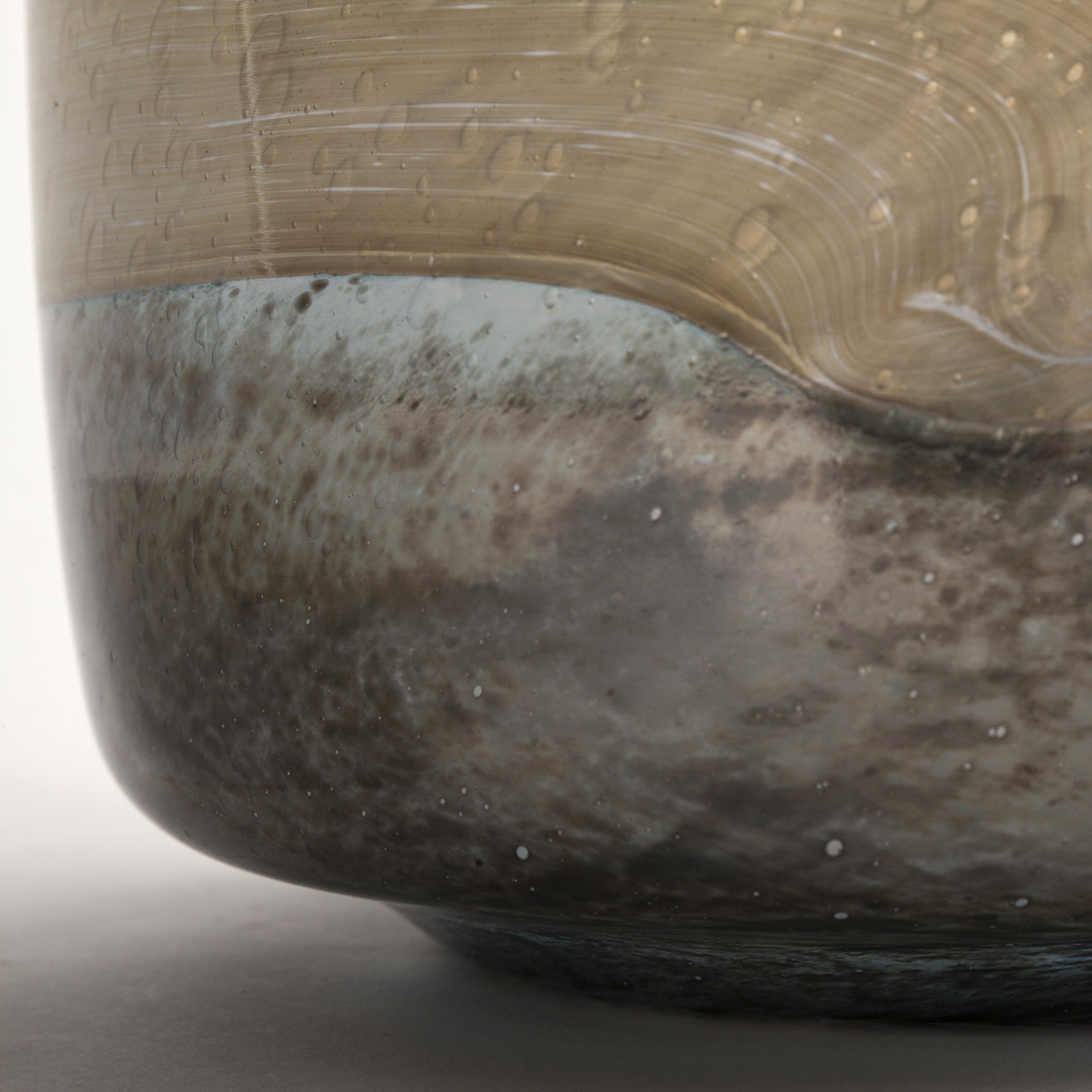 9" Blue And Brown Seeded Glass Table Vase-Vases-DECOROLALA