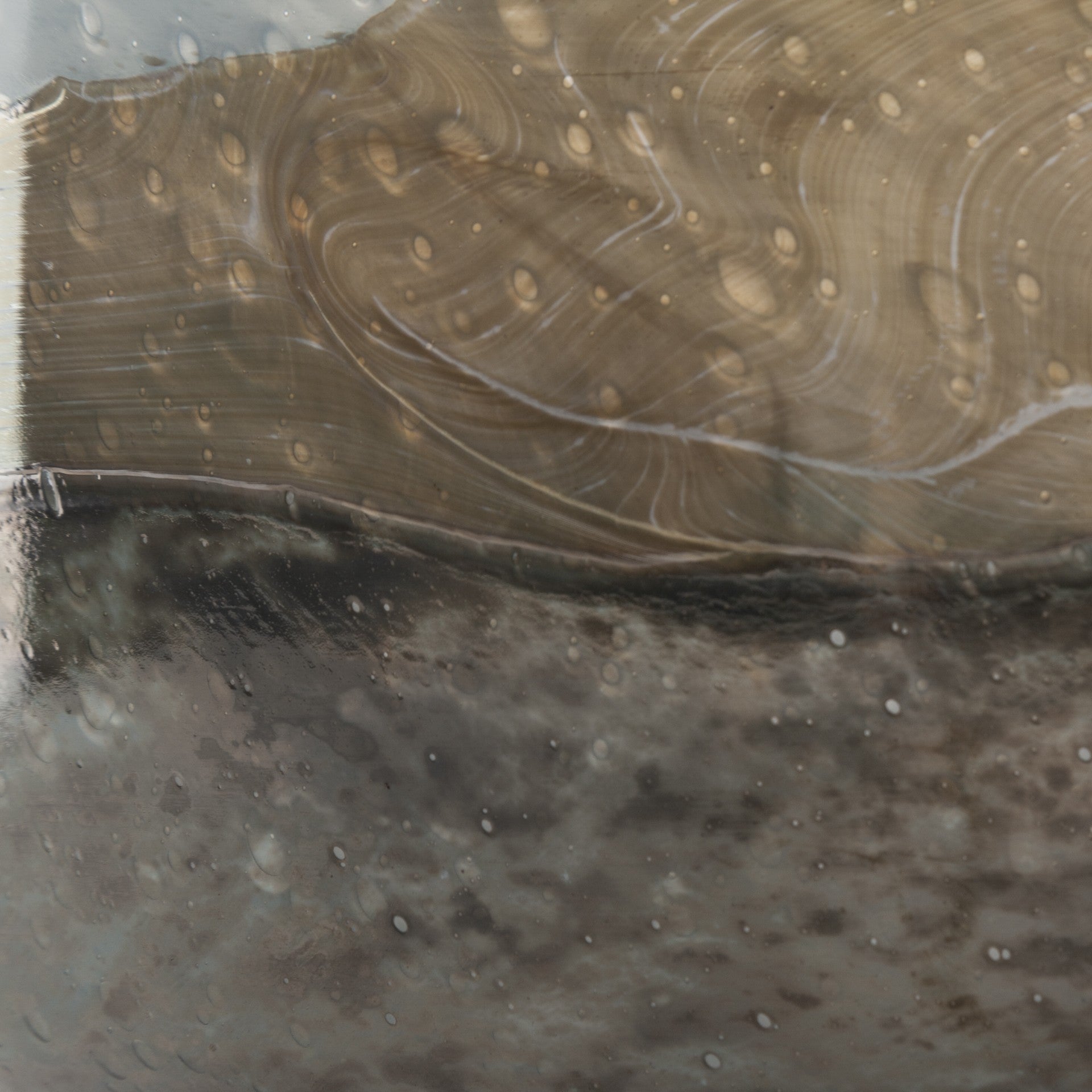 9" Blue And Brown Seeded Glass Table Vase-Vases-DECOROLALA