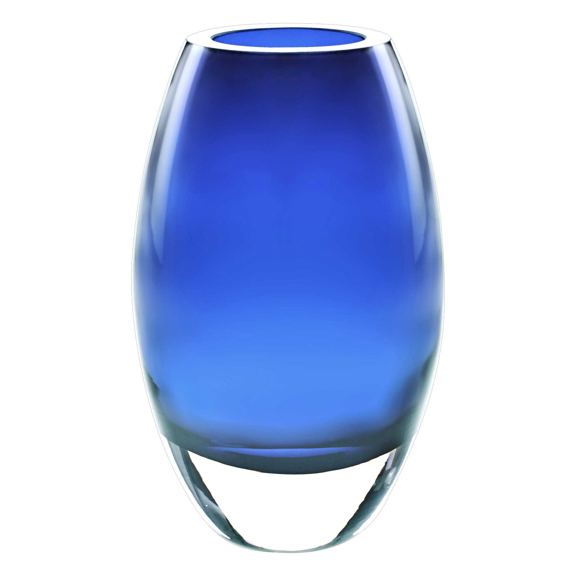 9" Blue Oval Lead Free Crystal Table Vase-Vases-DECOROLALA