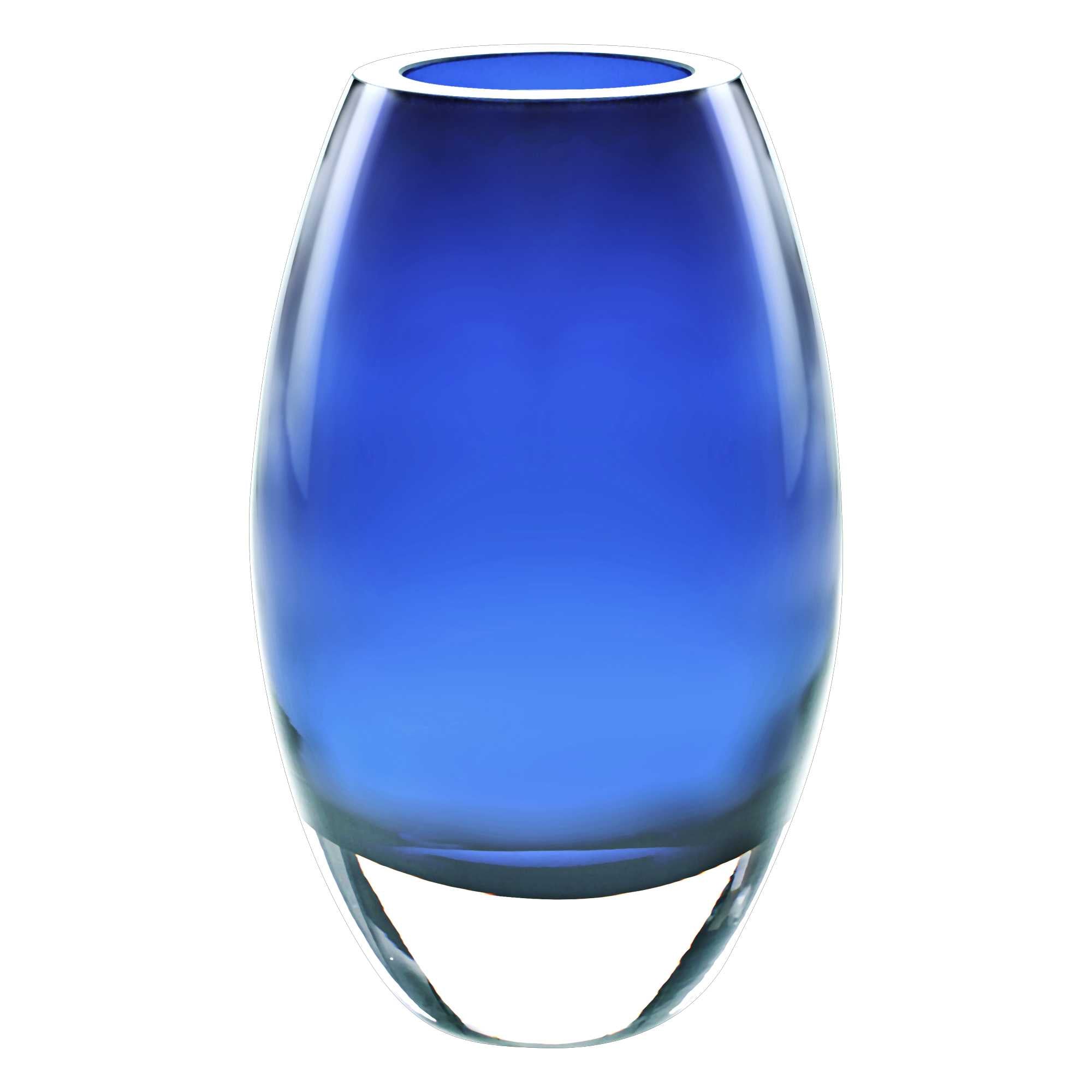 9" Blue Oval Lead Free Crystal Table Vase-Vases-DECOROLALA