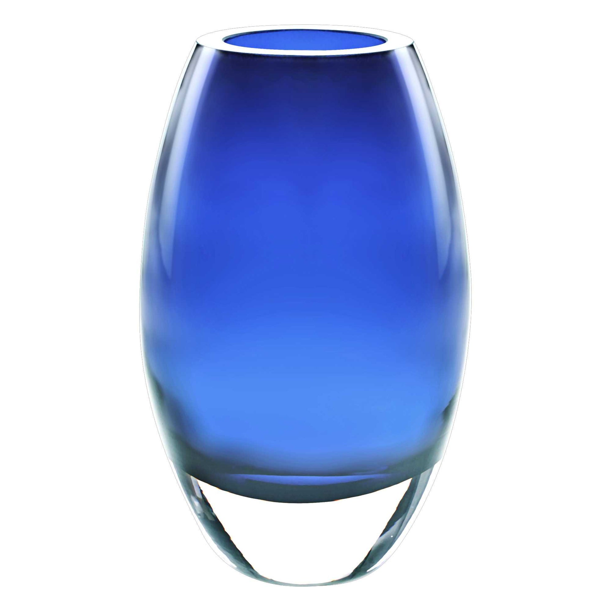 9" Blue Oval Lead Free Crystal Table Vase-Vases-DECOROLALA