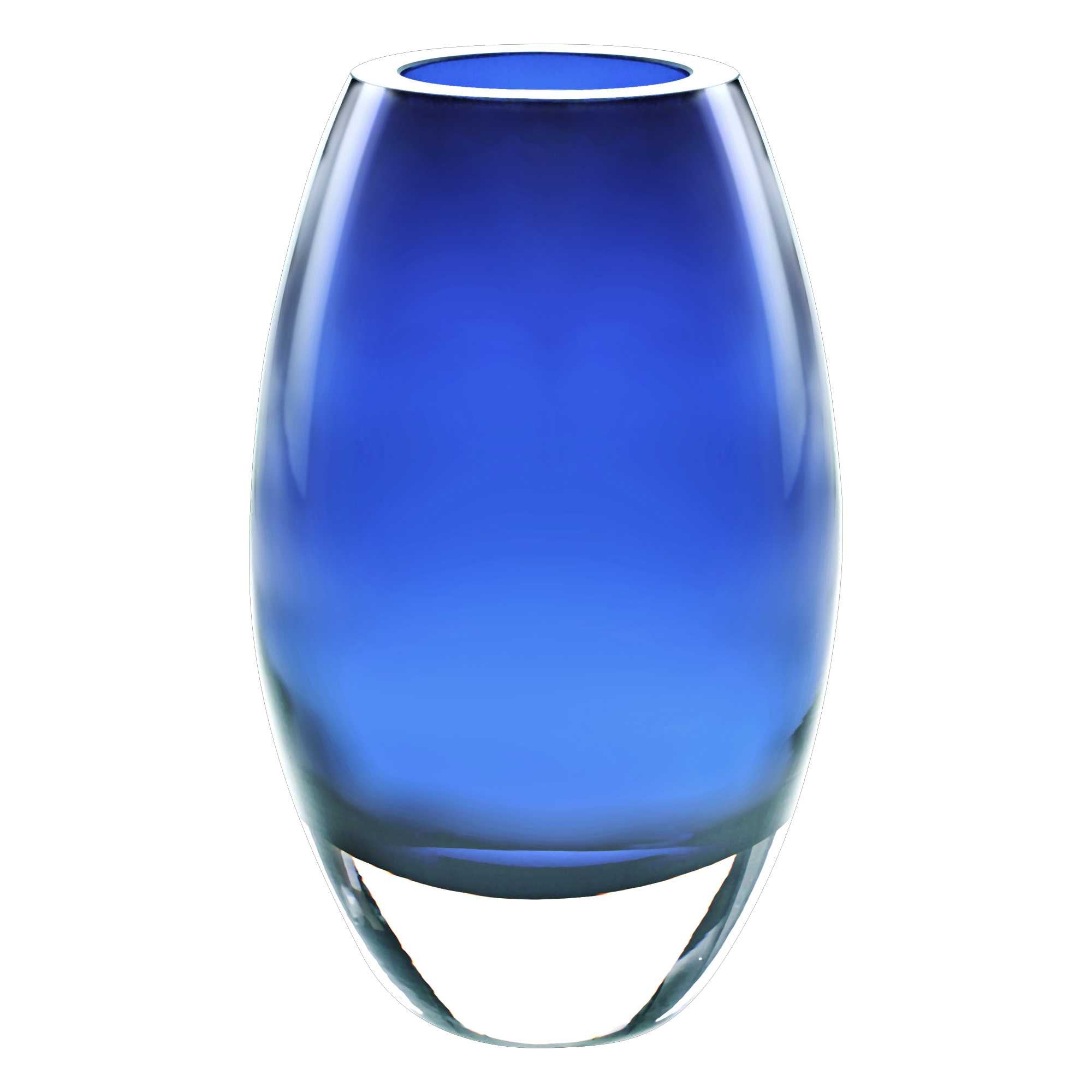 9" Blue Oval Lead Free Crystal Table Vase-Vases-DECOROLALA