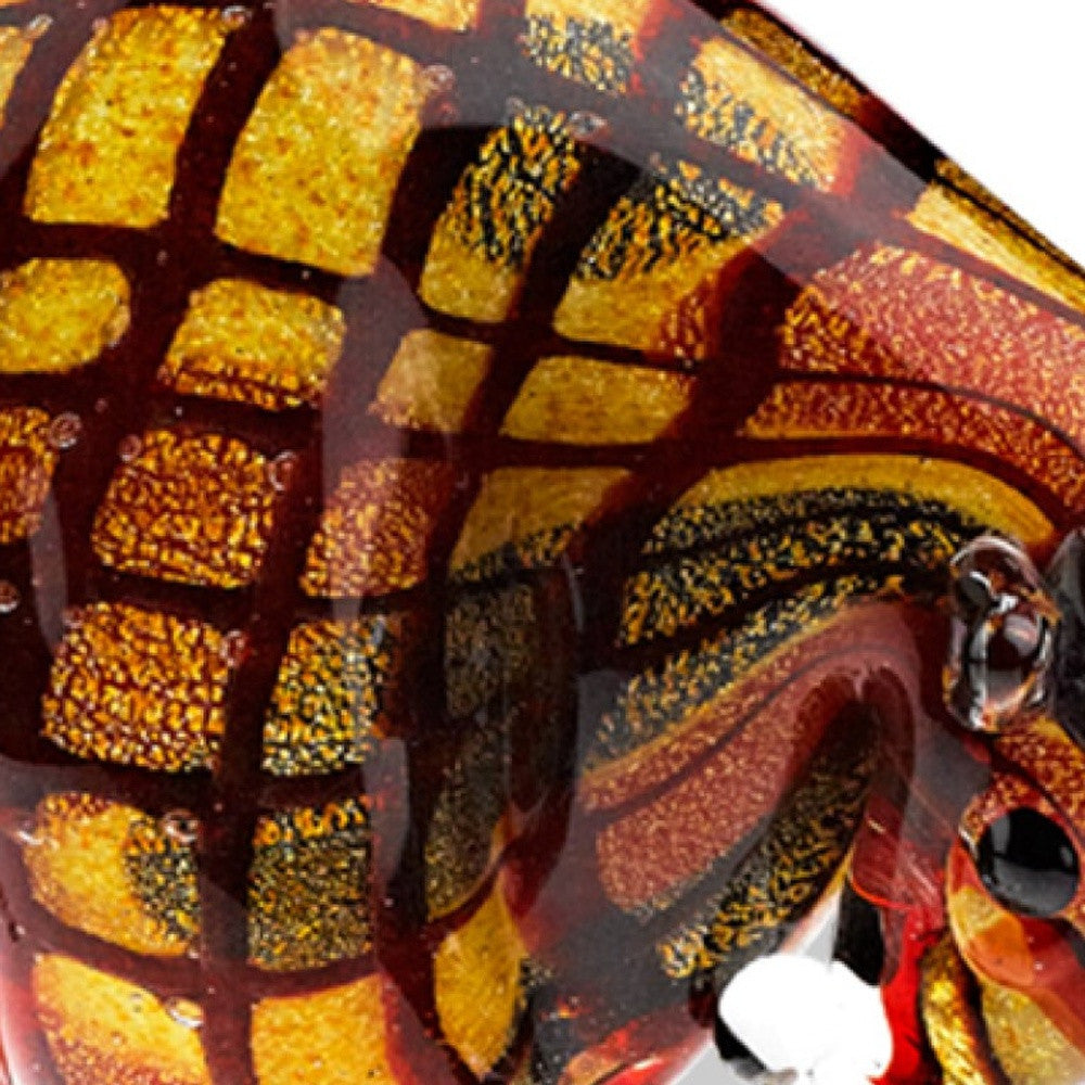 9" Clear Brown and Black Murano Glass Bull Figurine Tabletop Sculpture-Sculptures-DECOROLALA