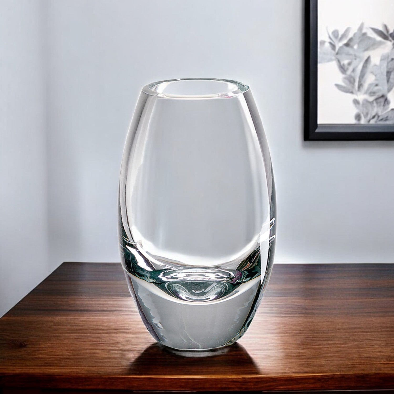 9" Clear Oval Lead Free Crystal Table Vase-Vases-DECOROLALA
