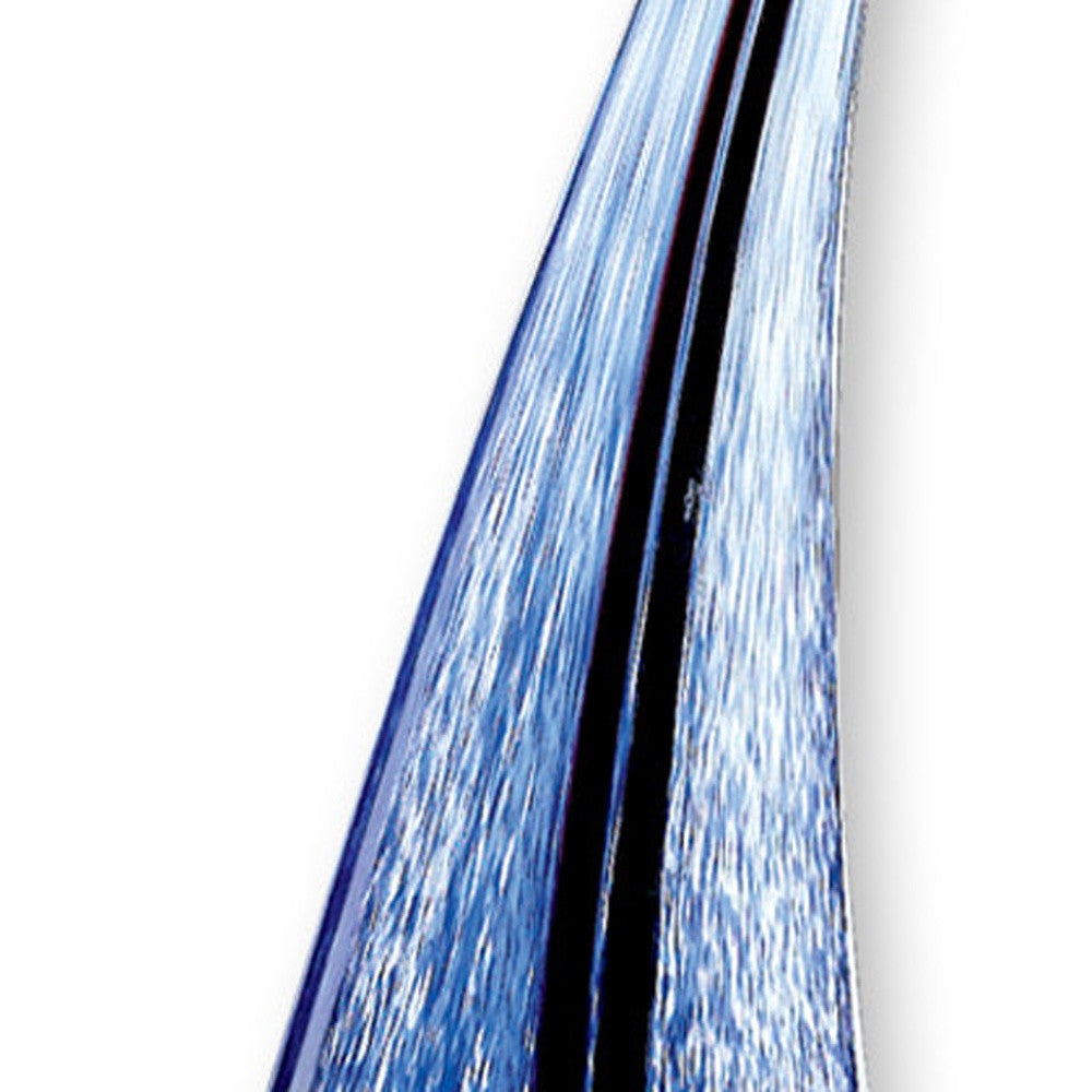 9" Clear and Blue Murano Glass Modern Abstract Tabletop Sculpture-Sculptures-DECOROLALA