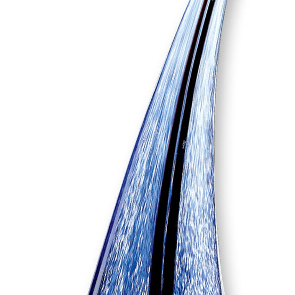 9" Clear and Blue Murano Glass Modern Abstract Tabletop Sculpture-Sculptures-DECOROLALA