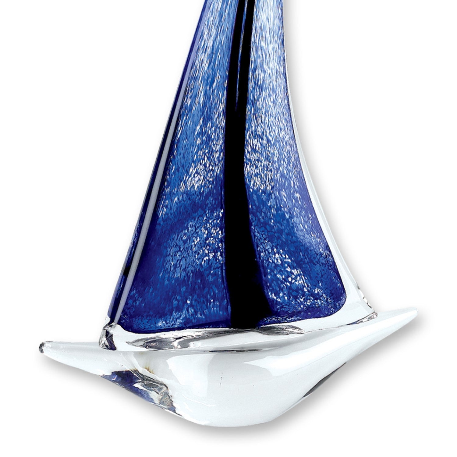 9" Clear and Blue Murano Glass Modern Abstract Tabletop Sculpture-Sculptures-DECOROLALA
