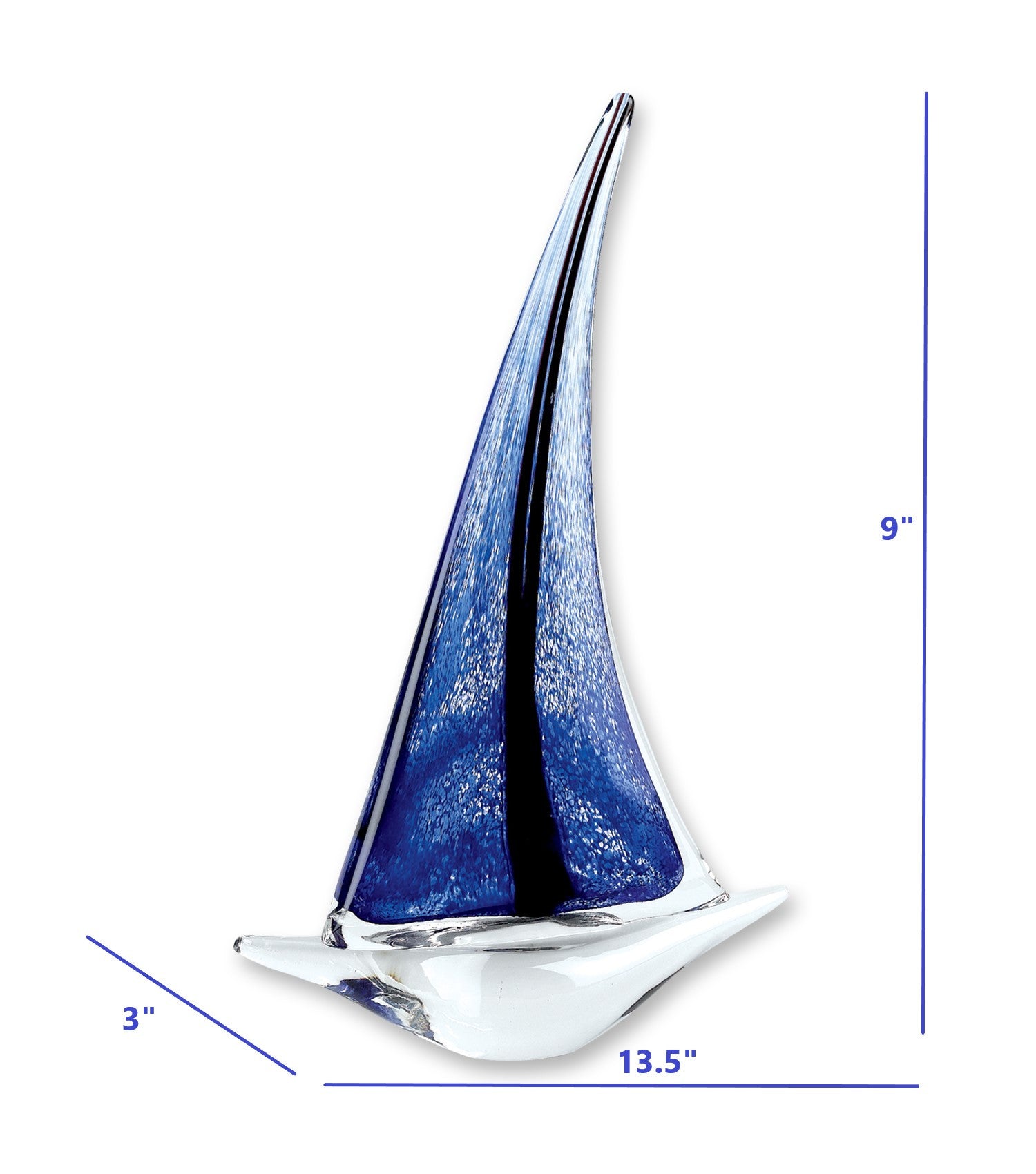 9" Clear and Blue Murano Glass Modern Abstract Tabletop Sculpture-Sculptures-DECOROLALA