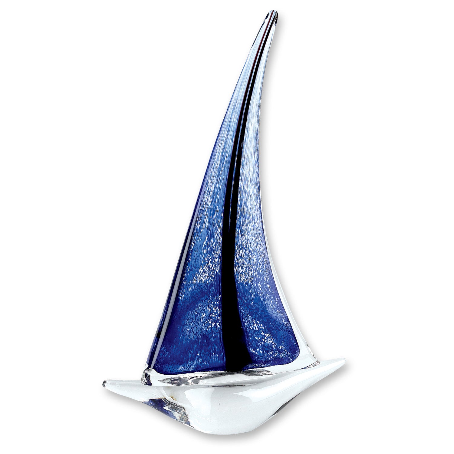 9" Clear and Blue Murano Glass Modern Abstract Tabletop Sculpture-Sculptures-DECOROLALA