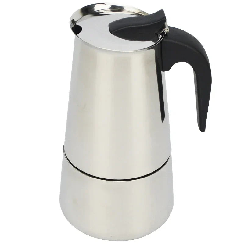 9 Cup Stainless Steel Coffee Maker Moka Pot Stovetop Espresso Maker Silver-Espresso Machine-DECOROLALA
