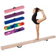 9 FT Folding Gymnastics Balance Beam with Anti-slip Base and Pine Wood Frame-Brown-Yoga & Gym Mats-DECOROLALA