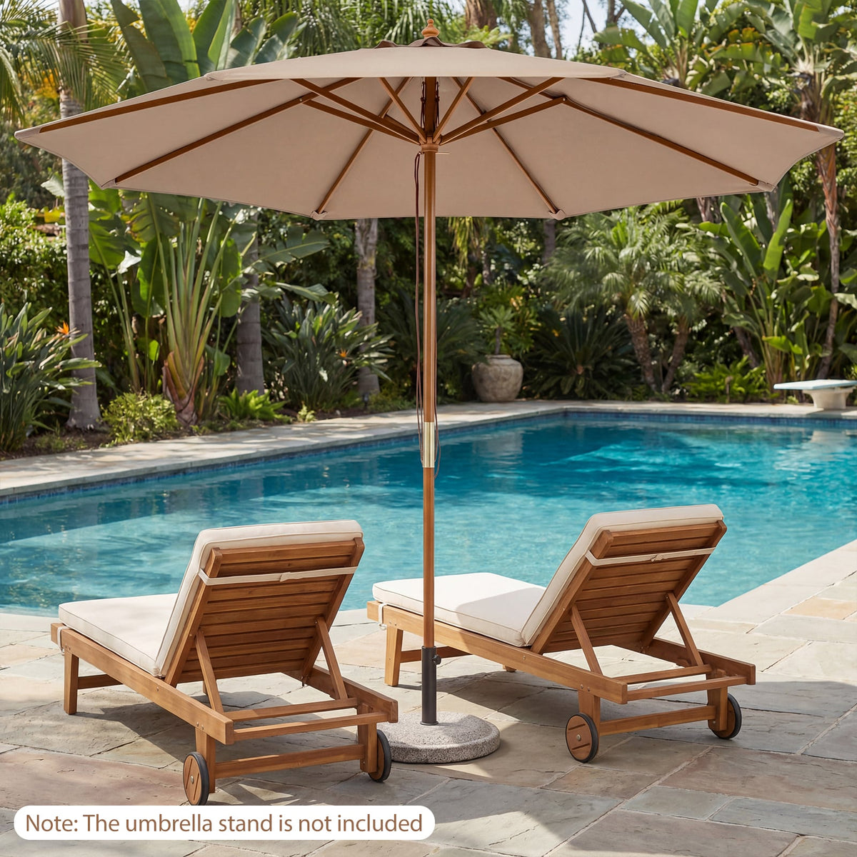 9 FT Patio Umbrella Outdoor Table Market Umbrella with 8 Sturdy Bamboo Ribs-Brown-Outdoor Umbrellas-DECOROLALA