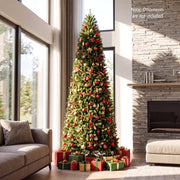 9 FT Pencil Alpine Christmas Tree with 1345 Full Branch Tips and 550 Dual-Color LED Lights-Christmas Trees-DECOROLALA