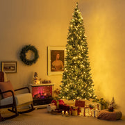 9 FT Pre-Lit Artificial Christmas Tree with 1298 Snowy Branch Tips-Christmas Trees-DECOROLALA