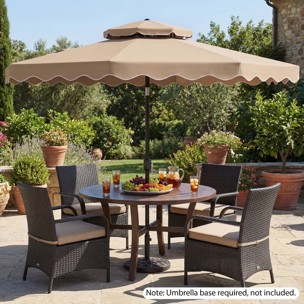 9 Feet Patio Umbrella with Push Button Tilt and Crank-Coffee-Outdoor Umbrellas-DECOROLALA