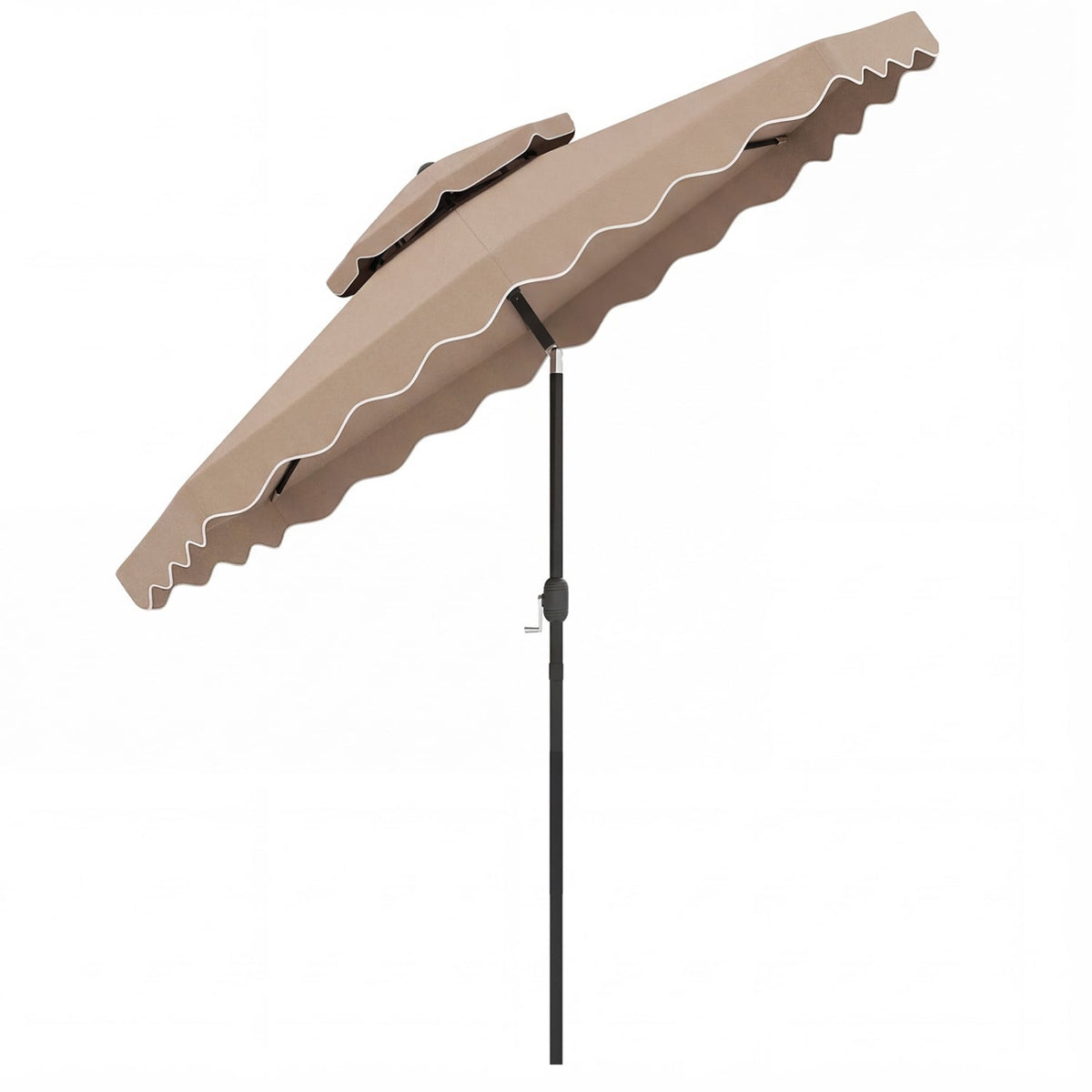 9 Feet Patio Umbrella with Push Button Tilt and Crank-Coffee-Outdoor Umbrellas-DECOROLALA