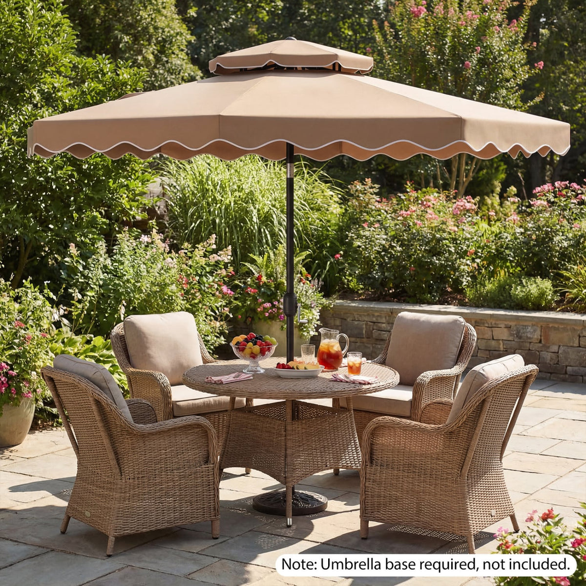 9 Feet Patio Umbrella with Push Button Tilt and Crank-Coffee-Outdoor Umbrellas-DECOROLALA