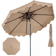 9 Feet Patio Umbrella with Push Button Tilt and Crank-Coffee-Outdoor Umbrellas-DECOROLALA