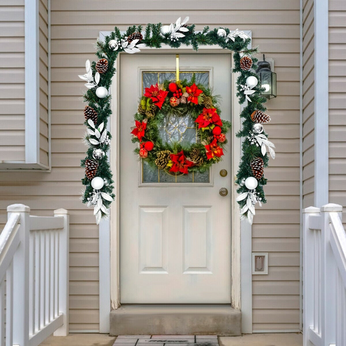 9 Feet Pre-Lit Artificial Christmas Garland with LED Lights-Christmas Decorations & Accessories-DECOROLALA