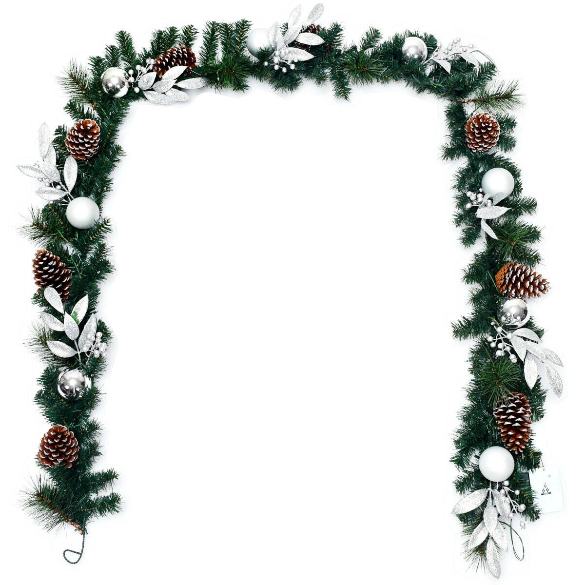 9 Feet Pre-Lit Artificial Christmas Garland with LED Lights-Christmas Decorations & Accessories-DECOROLALA