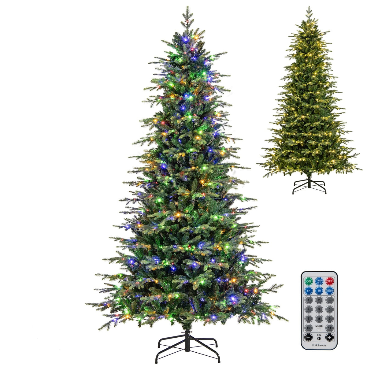 9 Feet Pre-Lit Artificial Christmas Tree with Warm White LED Lights-Christmas Trees-DECOROLALA