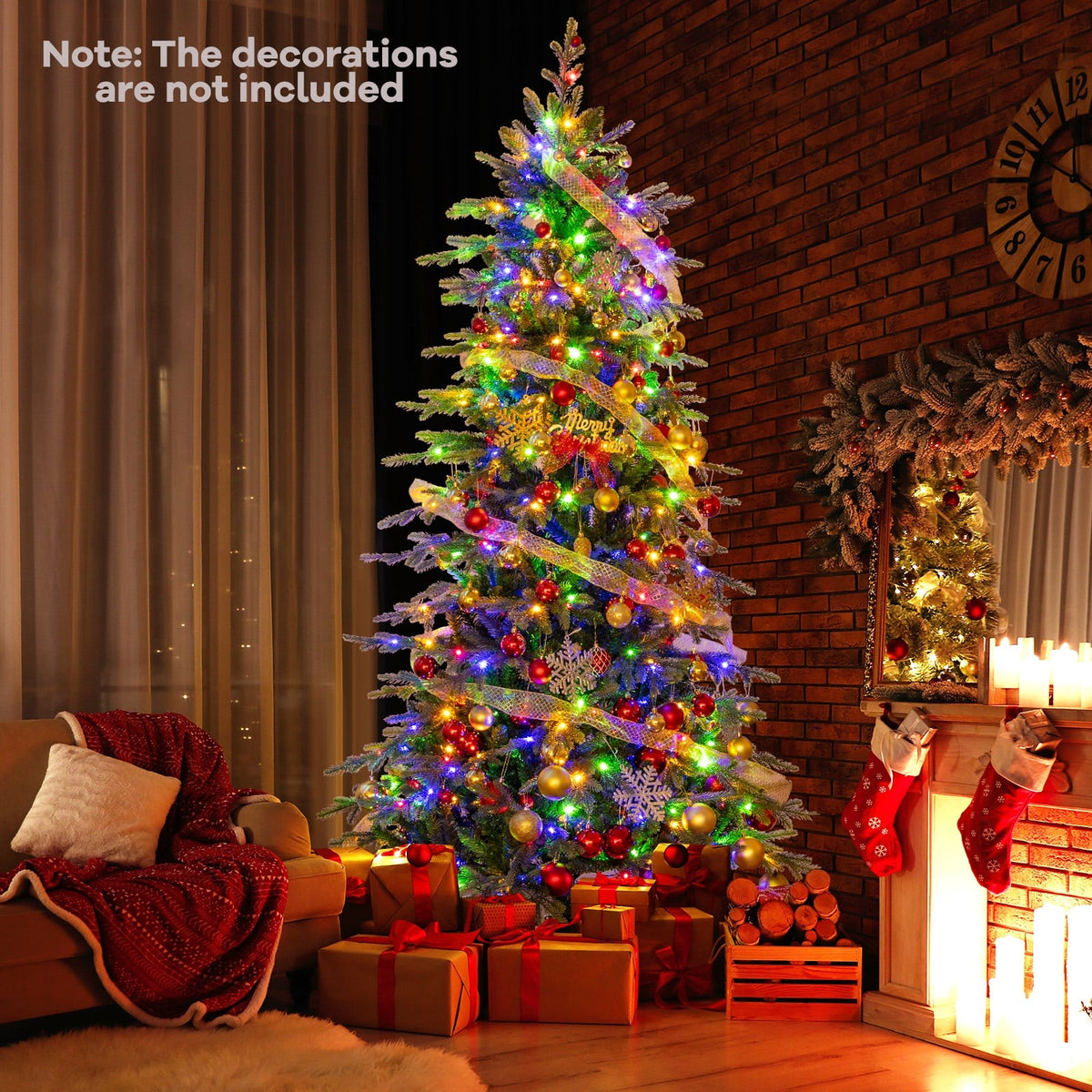 9 Feet Pre-Lit Artificial Christmas Tree with Warm White LED Lights-Christmas Trees-DECOROLALA