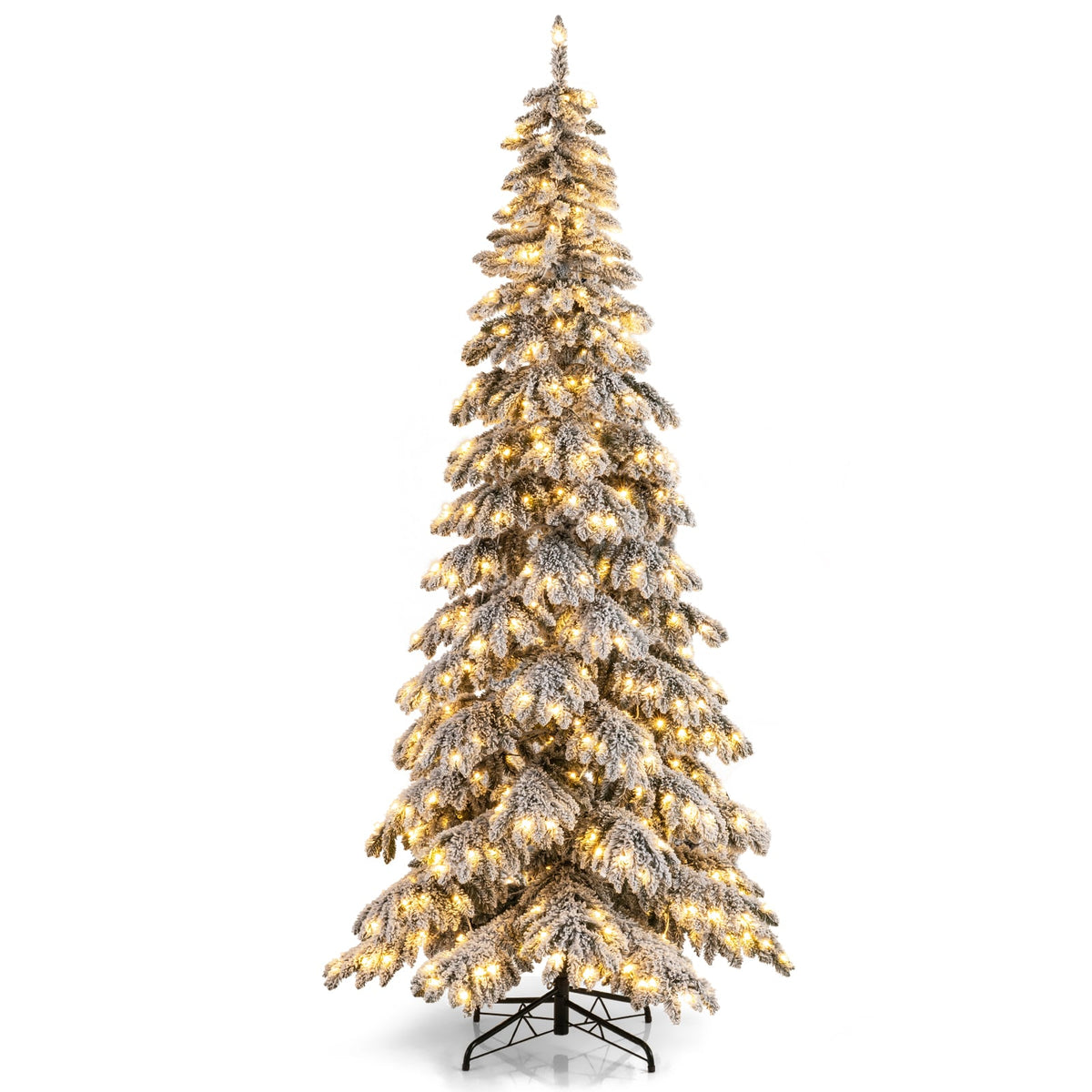 9 Feet Pre-Lit Artificial Xmas Tree Hinged Xmas Tree with Quick Power Connectors-Christmas Trees-DECOROLALA