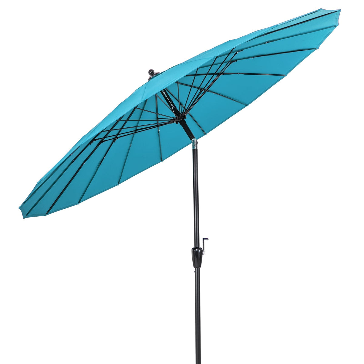 9 Feet Round Patio Umbrella with 18 Fiberglass Ribs-Turquoise-Outdoor Umbrellas-DECOROLALA