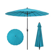 9 Feet Round Patio Umbrella with 18 Fiberglass Ribs-Turquoise-Outdoor Umbrellas-DECOROLALA