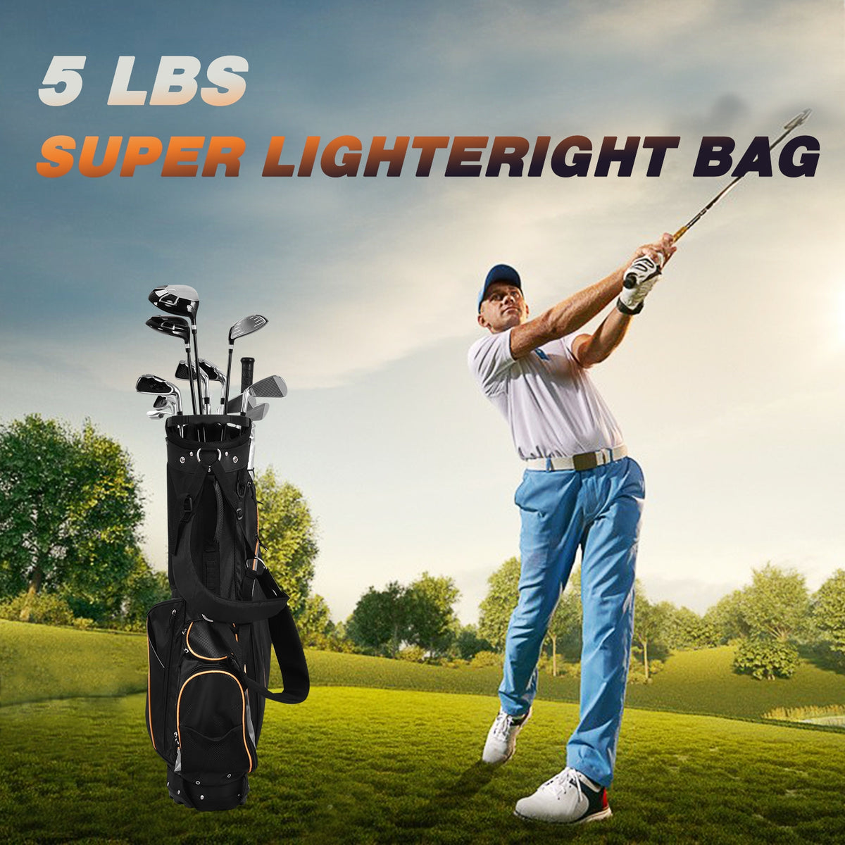 9 Inch Golf Stand Bag Divider Carry Pockets Storage-Golf-DECOROLALA