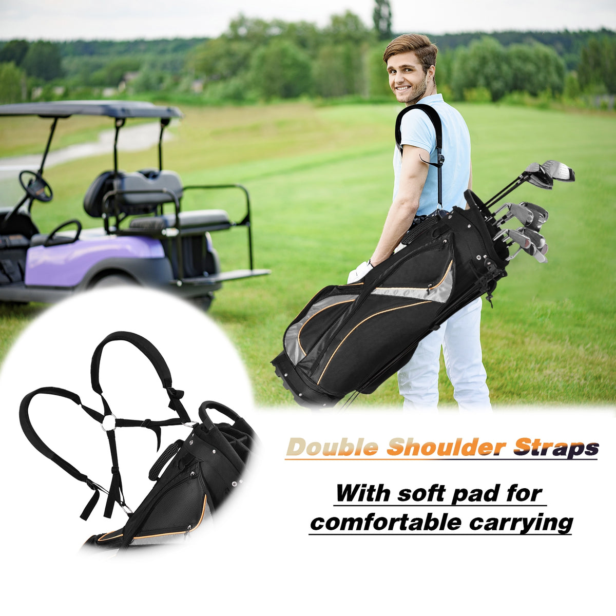 9 Inch Golf Stand Bag Divider Carry Pockets Storage-Golf-DECOROLALA