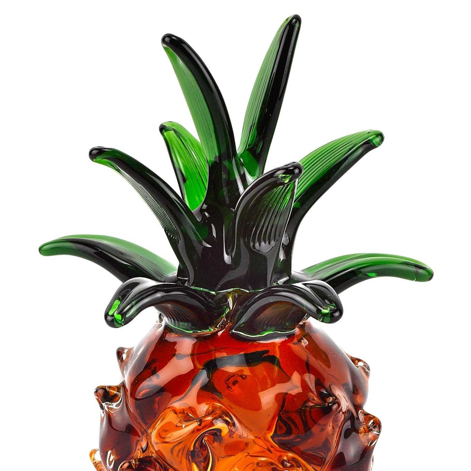 9" Orange Murano Glass Pineapple Statue Tabletop Sculpture-Sculptures-DECOROLALA