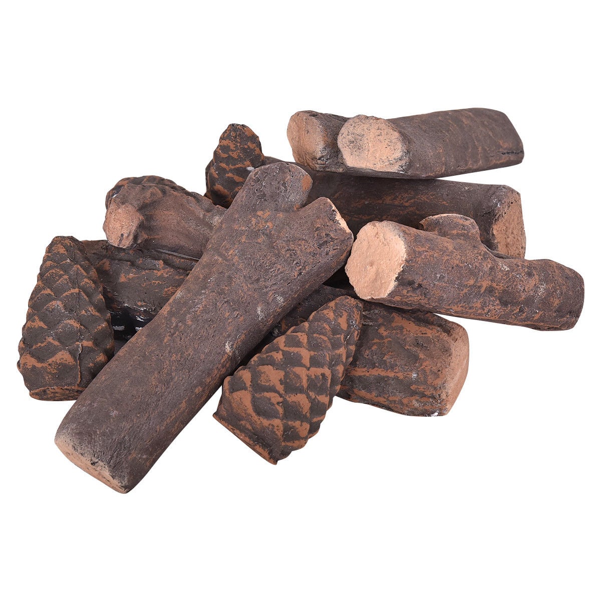9 PCS Ceramic Fireplace Logs Set Realistic Artificial Gas Fireplace Logs-Fireplace Tools-DECOROLALA