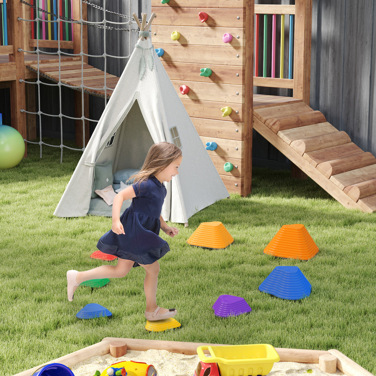 9PCs Non-Slip Stackable Kids Stepping Stones, Heart-Shaped-Toys & Games > Baby & Toddler Toys > Kids Gym & Playmats-DECOROLALA
